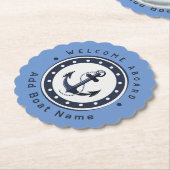 ブルーネイビー航海のいかりヨットクラブボートマリーナ ペーパーコースター (アングル)