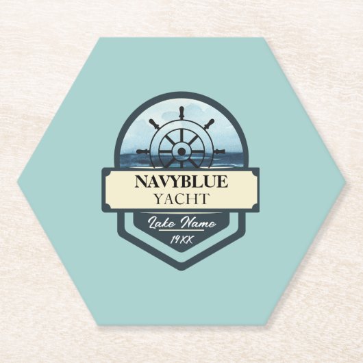ブルーネイビー航海のいかりヨットクラブボートマリーナ ペーパーコースター (正面)