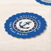 ブルーネイビー航海のいかりヨットクラブボートマリーナ ペーパーコースター (アングル)