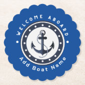 ブルーネイビー航海のいかりヨットクラブボートマリーナ ペーパーコースター (正面)