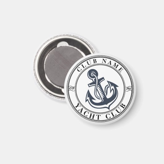 ブルーネイビー航海のいかりヨットクラブボートマリーナ マグネット (正面/裏面)