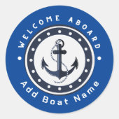 ブルーネイビー航海のいかりヨットクラブボートマリーナ ラウンドシール (正面)