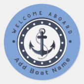 ブルーネイビー航海のいかりヨットクラブボートマリーナ ラウンドシール (正面)