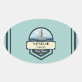 ブルーネイビー航海のいかりヨットクラブボートマリーナ 楕円形シール (正面)