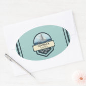 ブルーネイビー航海のいかりヨットクラブボートマリーナ 楕円形シール (封筒)