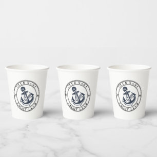 ブルーネイビー航海のいかりヨットクラブボートマリーナ 紙コップ