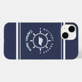 ブルーネイビー航海のいかりヨットクラブボートマリーナ Case-Mate iPhoneケース (裏面 (横))