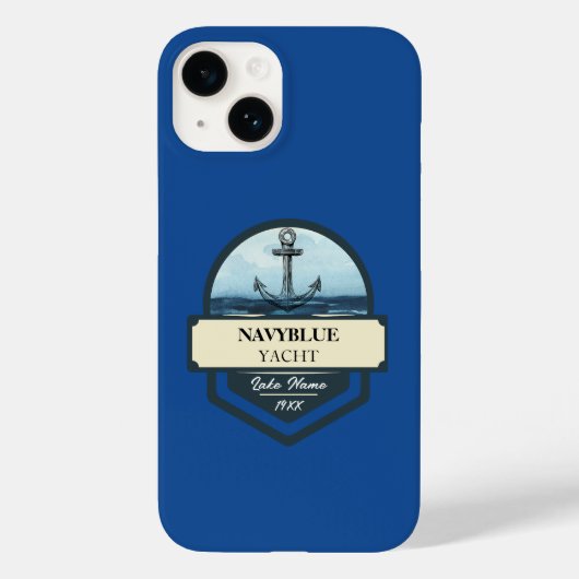 ブルーネイビー航海のいかりヨットクラブボートマリーナ Case-Mate iPhoneケース (裏面)