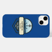 ブルーネイビー航海のいかりヨットクラブボートマリーナ Case-Mate iPhoneケース (裏面 (横))