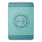 ブルーネイビー航海のいかりヨットクラブボートレトロNa バスマット (正面縦)