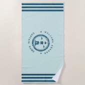 ブルーネイビー航海のいかりヨットクラブボートレトロNa ビーチタオル (正面)