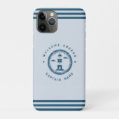 ブルーネイビー航海のいかりヨットクラブボートレトロNa Case-Mate iPhoneケース (裏)