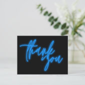 ブルーネオンありがとうサイン おしゃれ ポストカード (スタンド正面)