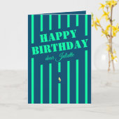 ブルーネオンキャンドルハッピーバースデーグリーティングカード カード (黄色い花)