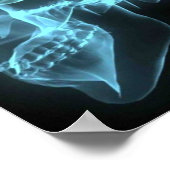 ブルーネオンサイドビューX線スカルオンブラック ポスター (角)