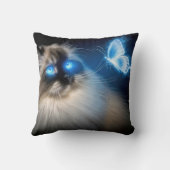 ブルーネオンバタフライのラグドール猫 クッション (裏面)