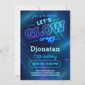 ブルーネオンバースデーパーティー招待カード 招待状 (正面)