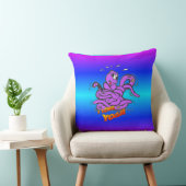 ブルーネオンライトヨガおもしろいタコ装飾用クッション クッション (椅子)