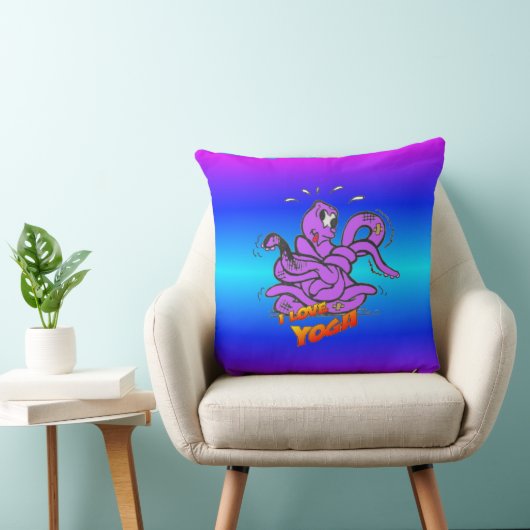 ブルーネオンライトヨガおもしろいタコ装飾用クッション クッション (椅子)