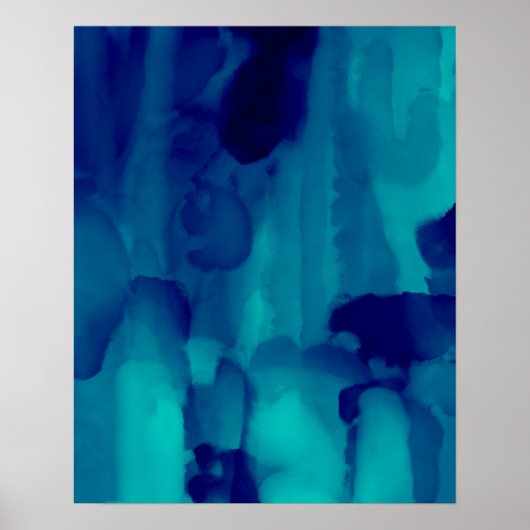 ブルーネオン抽象芸術水絵画色の ポスター (正面)