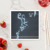 ブルーネオン白熱［赤熱］光を放つバスケットボール選手 スタンダードランチョンナプキン (インサイチュ)