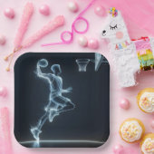 ブルーネオン白熱［赤熱］光を放つバスケットボール選手 ペーパープレート (パーティー)