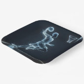 ブルーネオン白熱［赤熱］光を放つバスケットボール選手 ペーパープレート (傾斜あり)