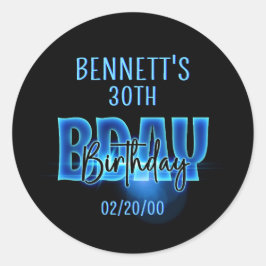 ブルーネオン誕生日 ラウンドシール