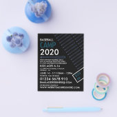 ブルーネオン野球こうもりベースボールキャンプズ広告ー チラシ (シングル)