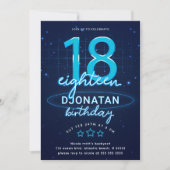 ブルーネオン18thバースデーパーティーズグロー熱狂する 招待状 (正面)