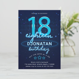 ブルーネオン18thバースデーパーティーズグロー熱狂する 招待状