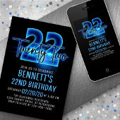 ブルーネオン22番誕生日招待状 招待状