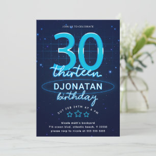 ブルーネオン30歳の誕生日パーティーレッツグロー熱狂する 招待状
