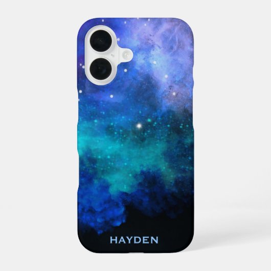 ブルーネブラス カラフル銀河 パーソナライズデザイン iPhone 16ケース (裏面)