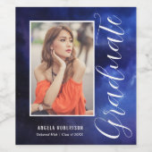 ブルーネブラ宇宙スタイリッシュモダン写真卒業 ワインラベル (シングルラベル)