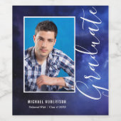 ブルーネブラ宇宙スタイリッシュモダン写真卒業 ワインラベル (シングルラベル)