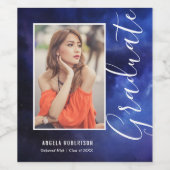 ブルーネブラ宇宙スタイリッシュモダン写真卒業 ワインラベル (シングルラベル)