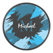 ブルーネームのブラシストロークの濃淡（モノグラム） アイスホッケーパック (正面)