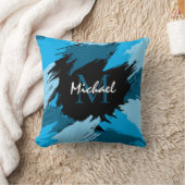 ブルーネームのブラシストロークの濃淡（モノグラム） クッション (ブランケット)