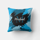 ブルーネームのブラシストロークの濃淡（モノグラム） クッション (裏面)