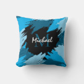 ブルーネームのブラシストロークの濃淡（モノグラム） クッション (正面)