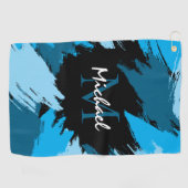 ブルーネームのブラシストロークの濃淡（モノグラム） ゴルフタオル (横)