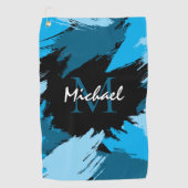 ブルーネームのブラシストロークの濃淡（モノグラム） ゴルフタオル (正面)