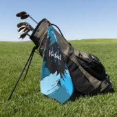 ブルーネームのブラシストロークの濃淡（モノグラム） ゴルフタオル (グリーン)