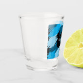 ブルーネームのブラシストロークの濃淡（モノグラム） ショットグラス (左)