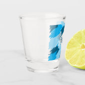 ブルーネームのブラシストロークの濃淡（モノグラム） ショットグラス (左)