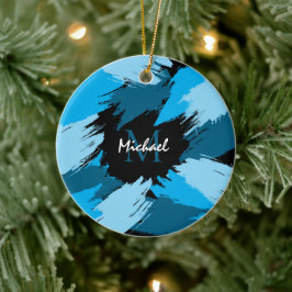 ブルーネームのブラシストロークの濃淡（モノグラム） セラミックオーナメント