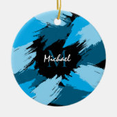 ブルーネームのブラシストロークの濃淡（モノグラム） セラミックオーナメント (正面)