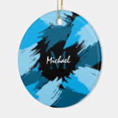 ブルーネームのブラシストロークの濃淡（モノグラム） セラミックオーナメント (左)