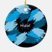 ブルーネームのブラシストロークの濃淡（モノグラム） セラミックオーナメント (裏面)